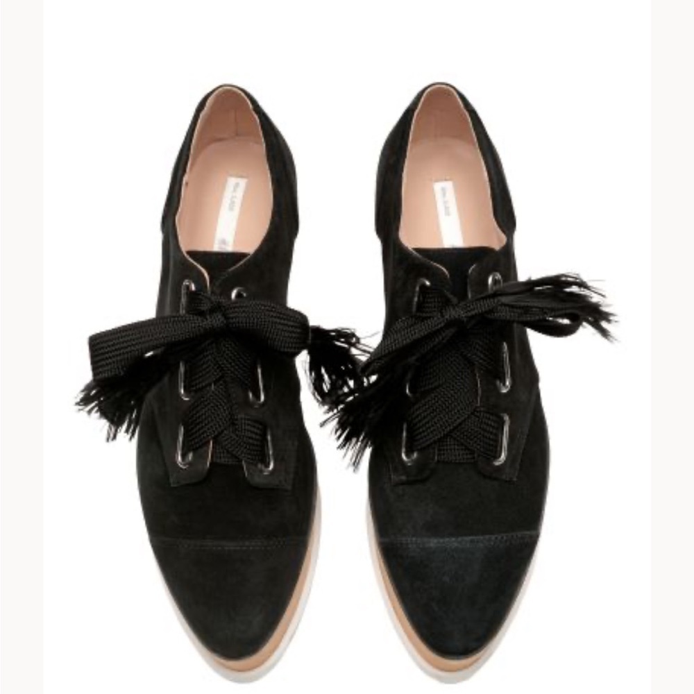 H&M Premium Selection Black Genuine Suede Leather Platform Lace up Shoes